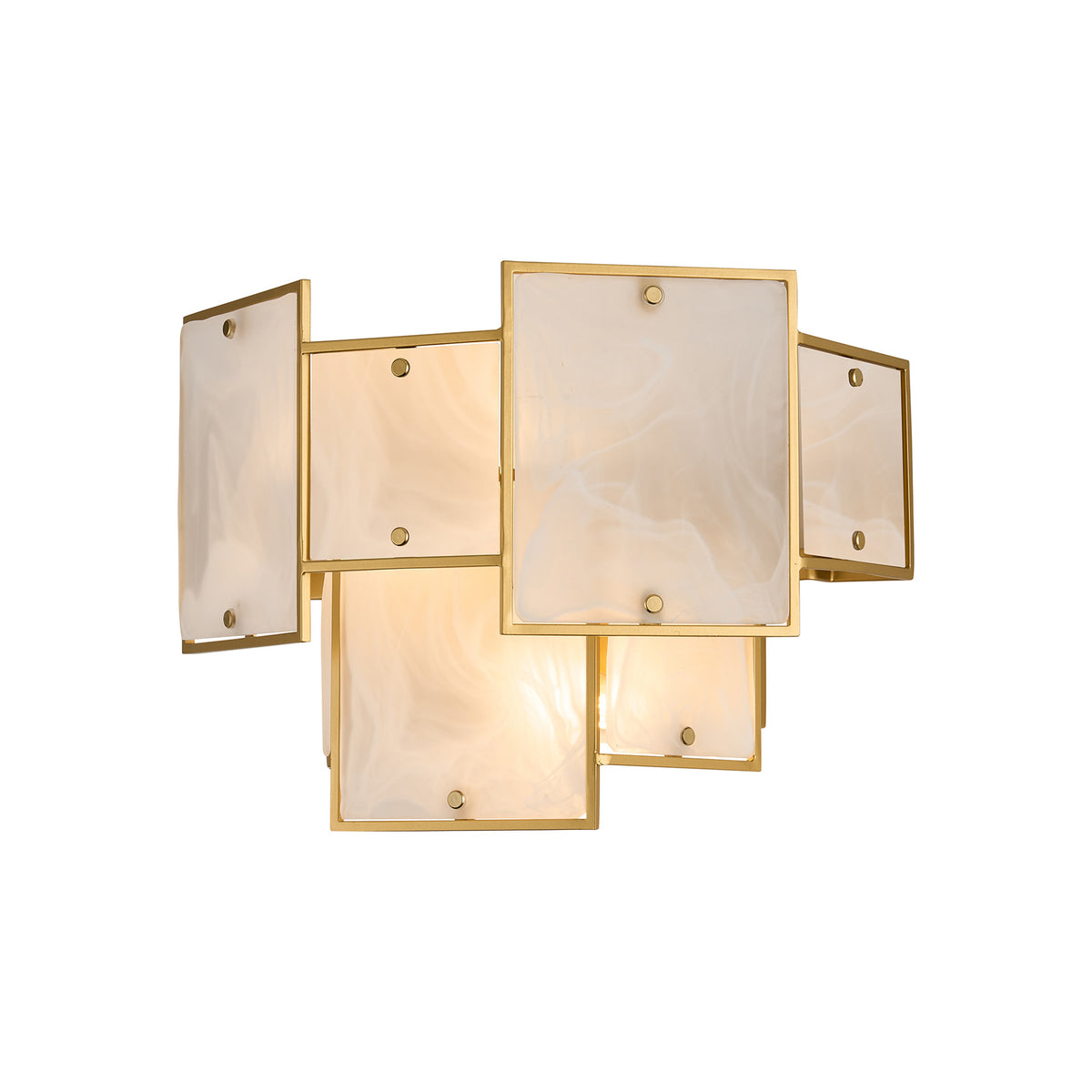 Fabula Wells Switched Wall Light White Alabaster Glass – 35 cm – Gold & White Frosted 35 cm