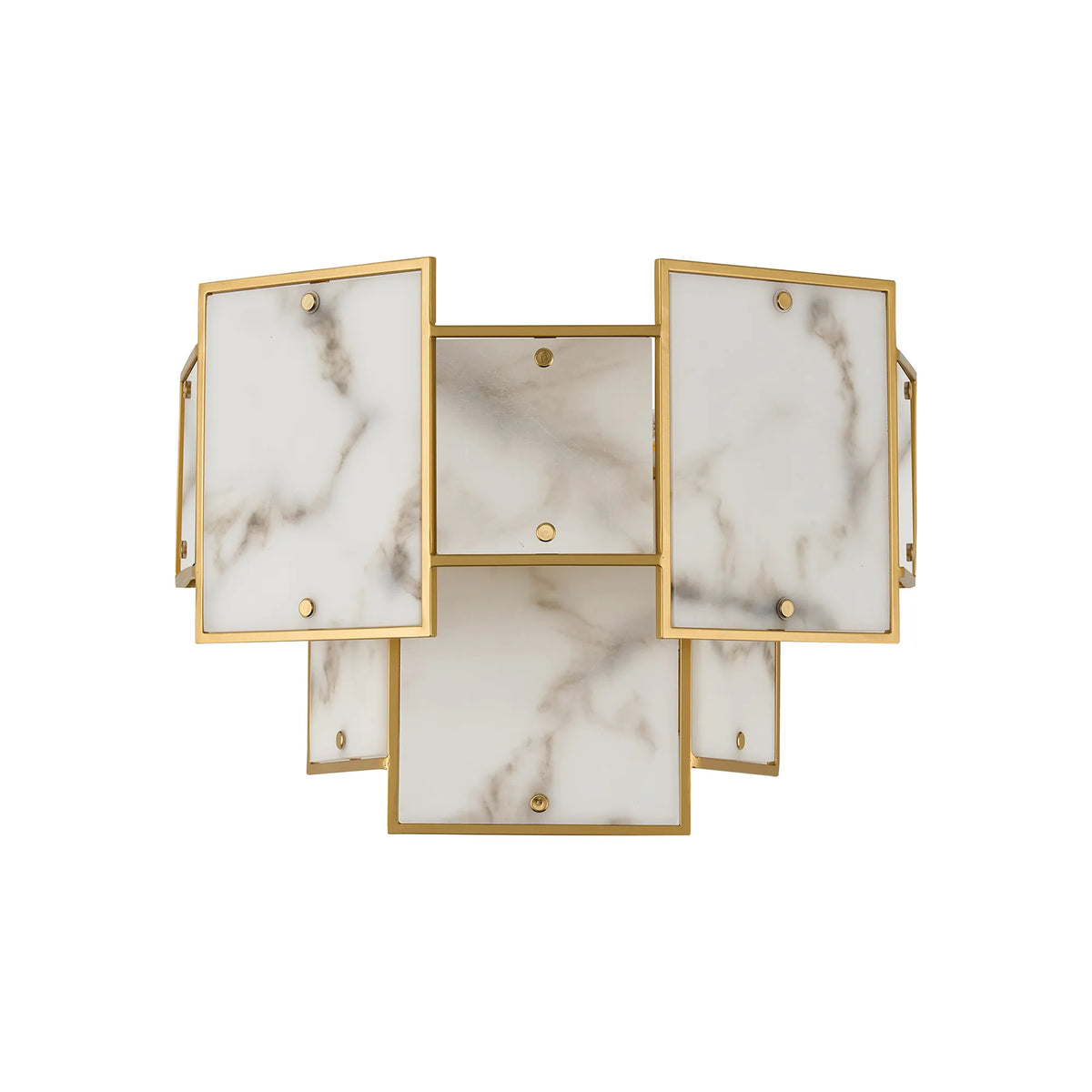 Fabula Wells Switched Wall Light Faux Alabaster – 35 cm – Gold & Grey