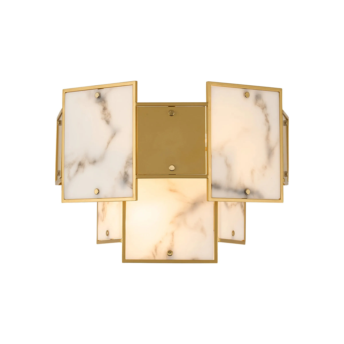 Fabula Wells Switched Wall Light Faux Alabaster & Metal – 35 cm – Gold & Grey