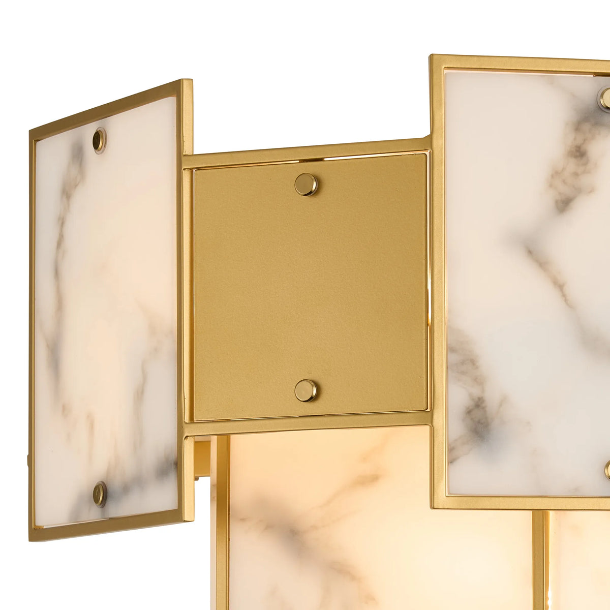 Fabula Wells Switched Wall Light Faux Alabaster & Metal – 35 cm – Gold & Grey