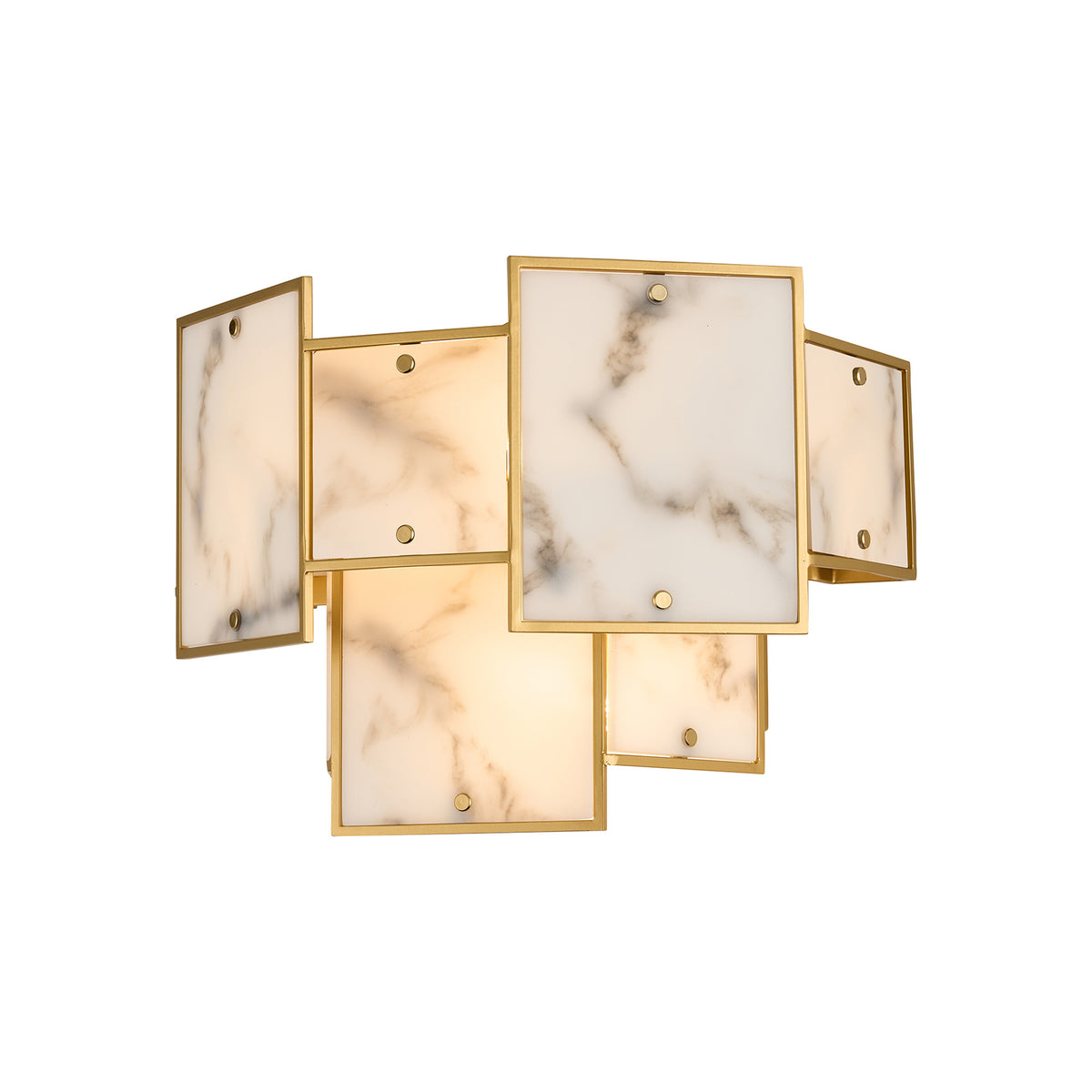Fabula Wells Switched Wall Light Faux Alabaster – 35 cm – Gold & Grey 35 cm