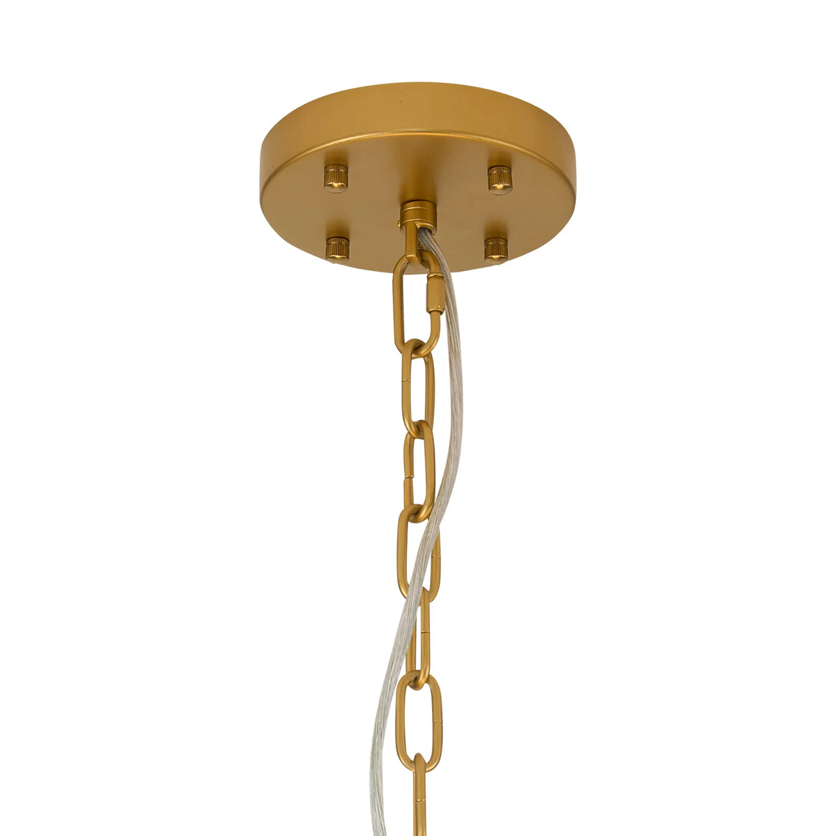 Fabula Wells Round /Semi Flush Faux Alabaster & Metal Pendant Light – Gold & Brown