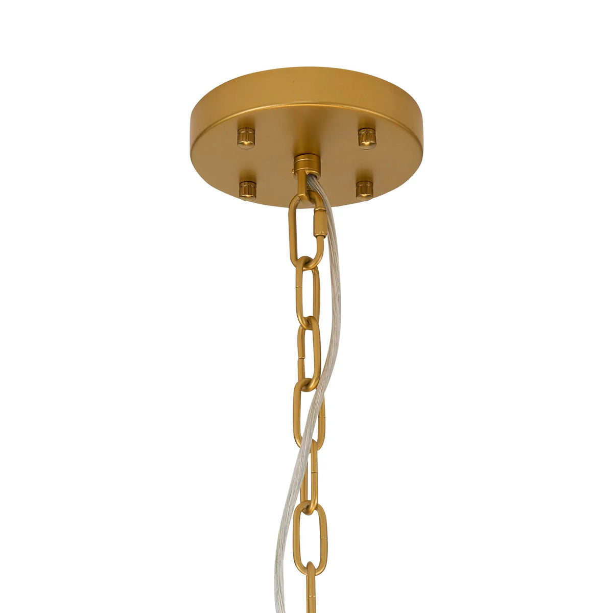 Fabula Wells Round /Semi Flush Faux Alabaster & Metal Pendant Light – Gold & Grey