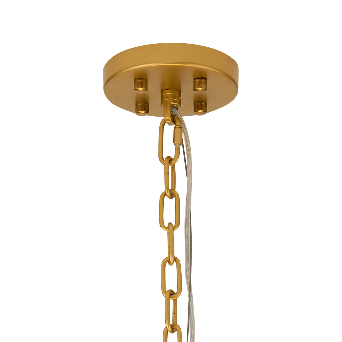 Fabula Wells Round /Semi Flush Faux Alabaster & Metal Pendant Light – Gold & Brown