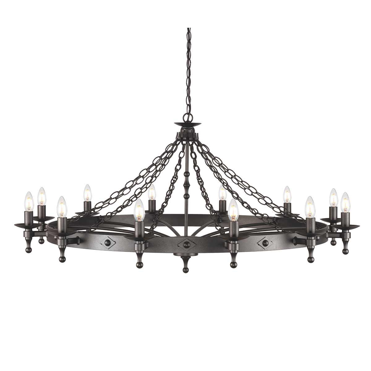 Elstead Warwick 12 Light Chandelier - Graphite Black