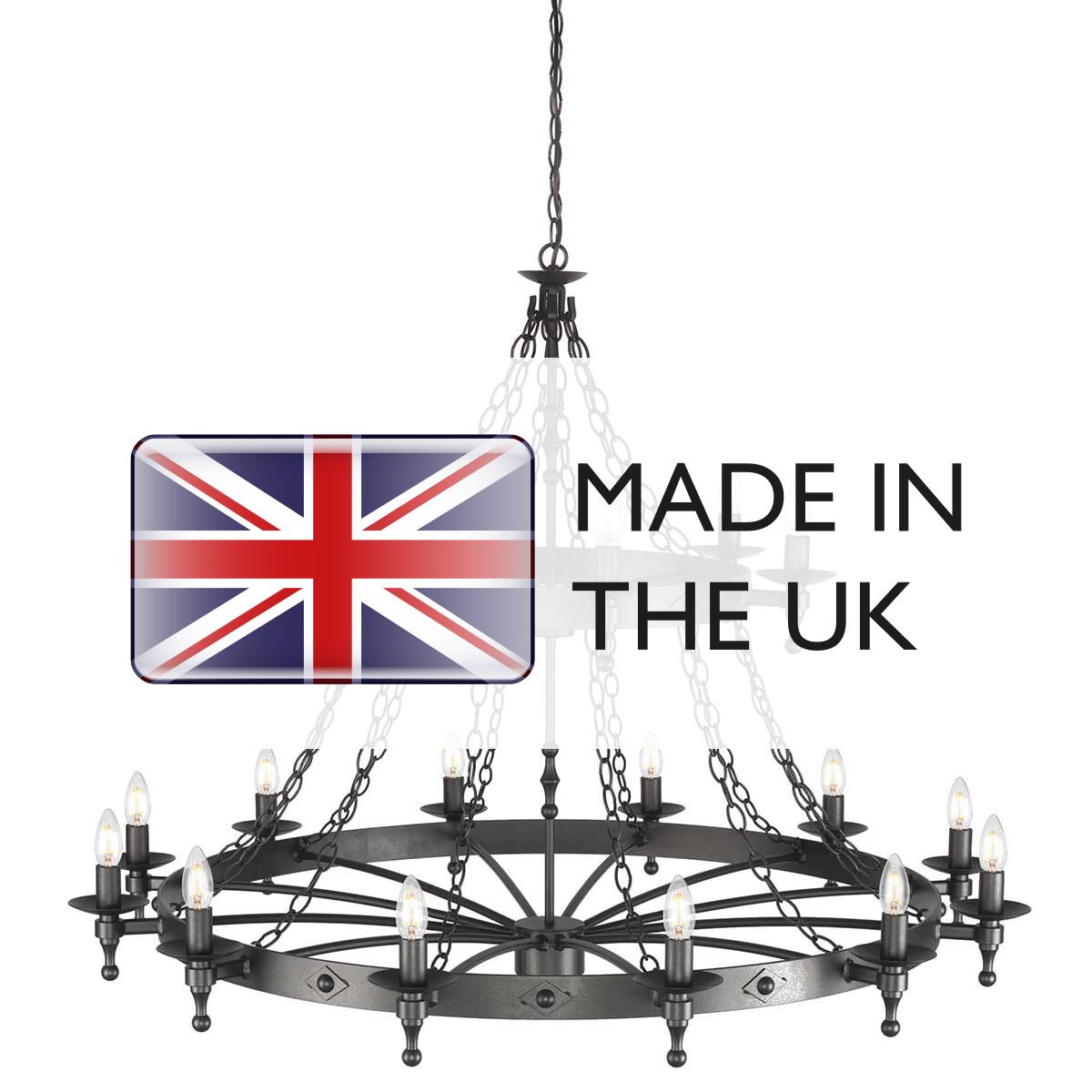 Elstead Warwick 18 Light Chandelier - Graphite Black