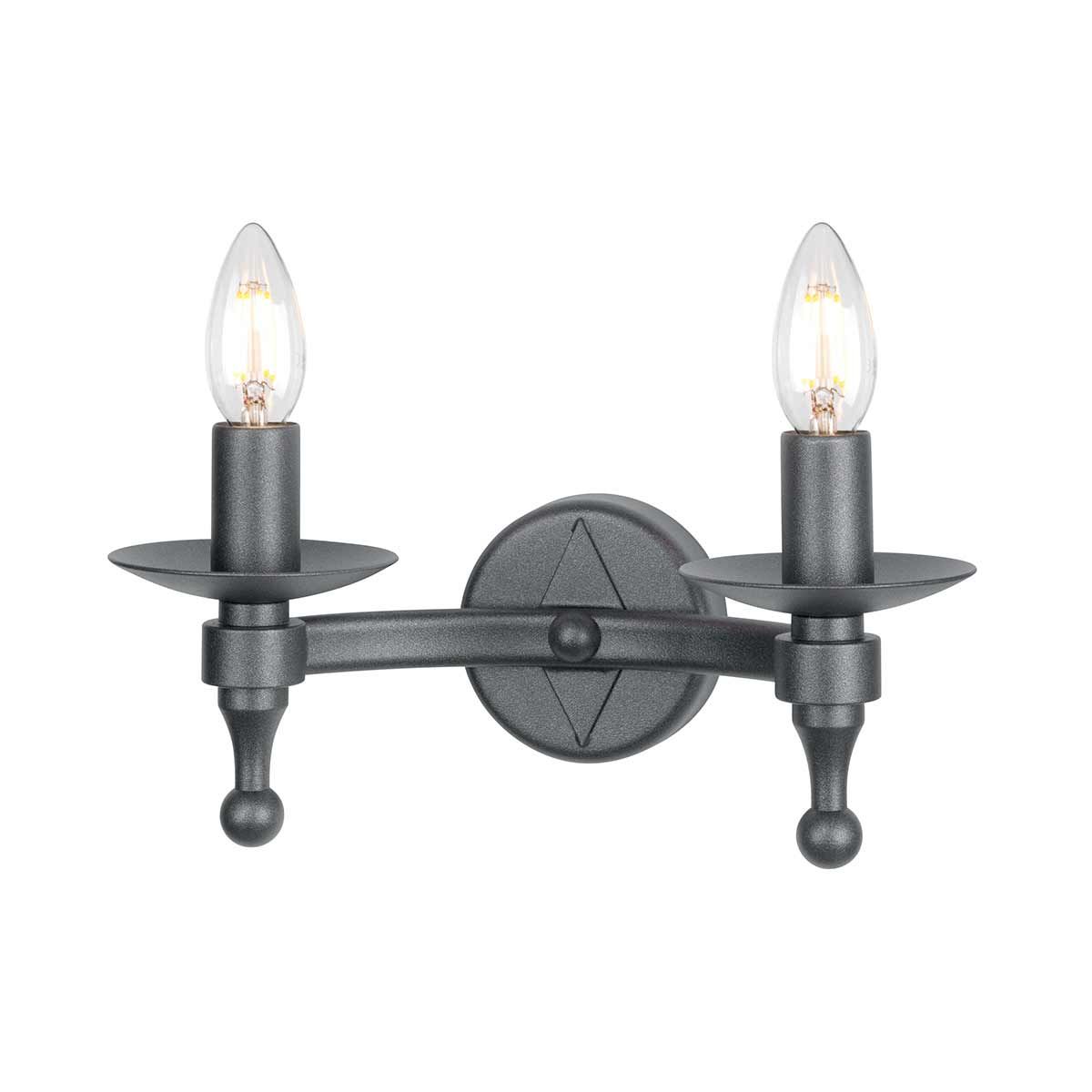 Elstead Warwick 2 Light Wall Light - Graphite Black