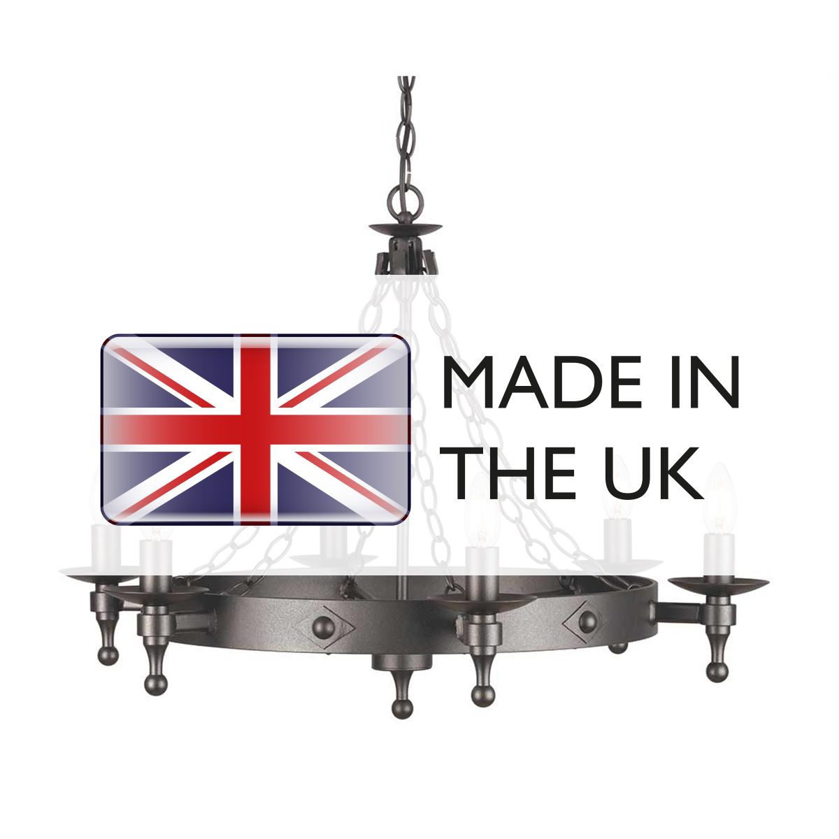Elstead Warwick 6 Light Chandelier - Graphite Black