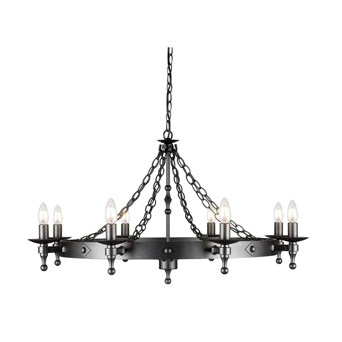 Elstead Warwick 8 Light Chandelier - Graphite Black
