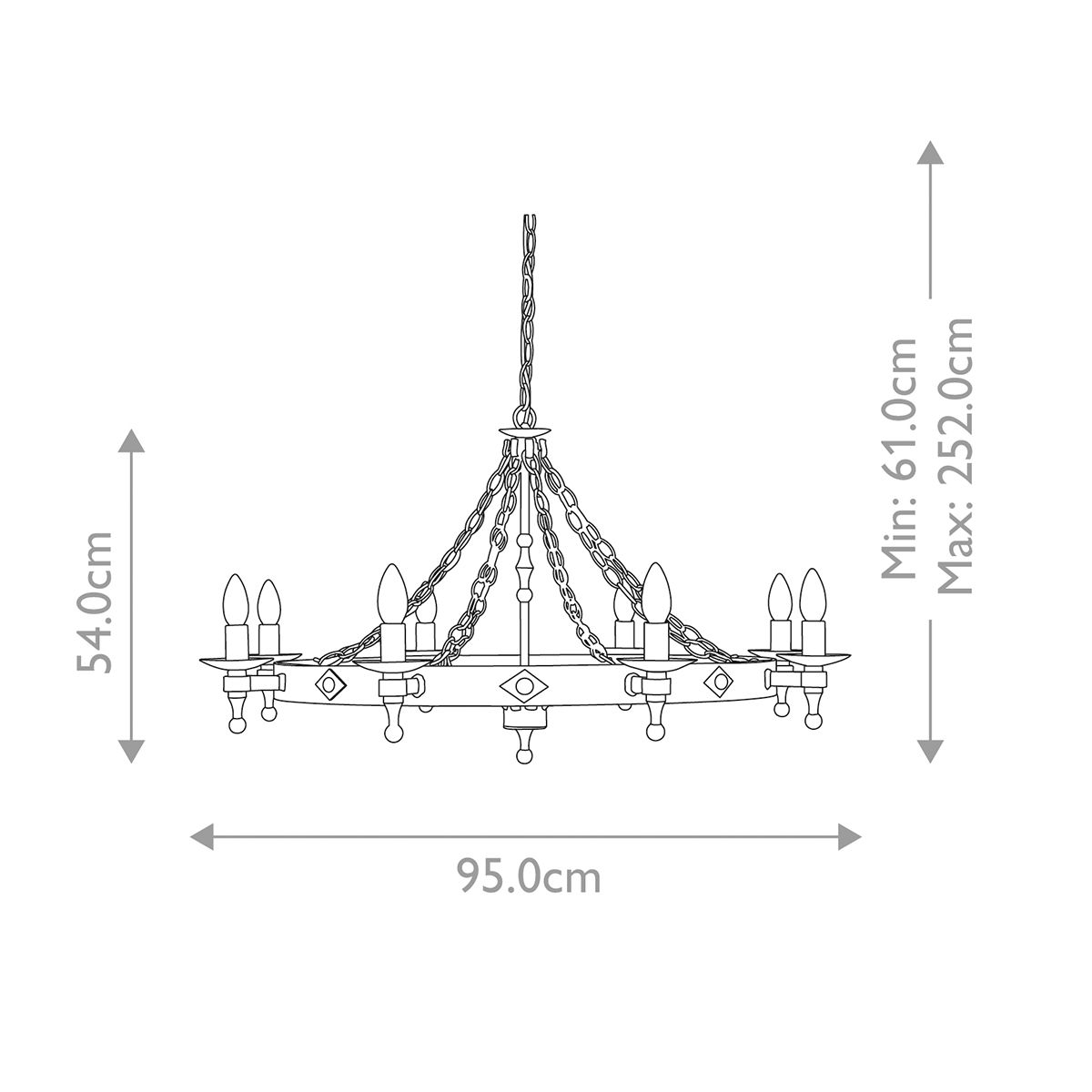 Elstead Warwick 8 Light Chandelier - Graphite Black