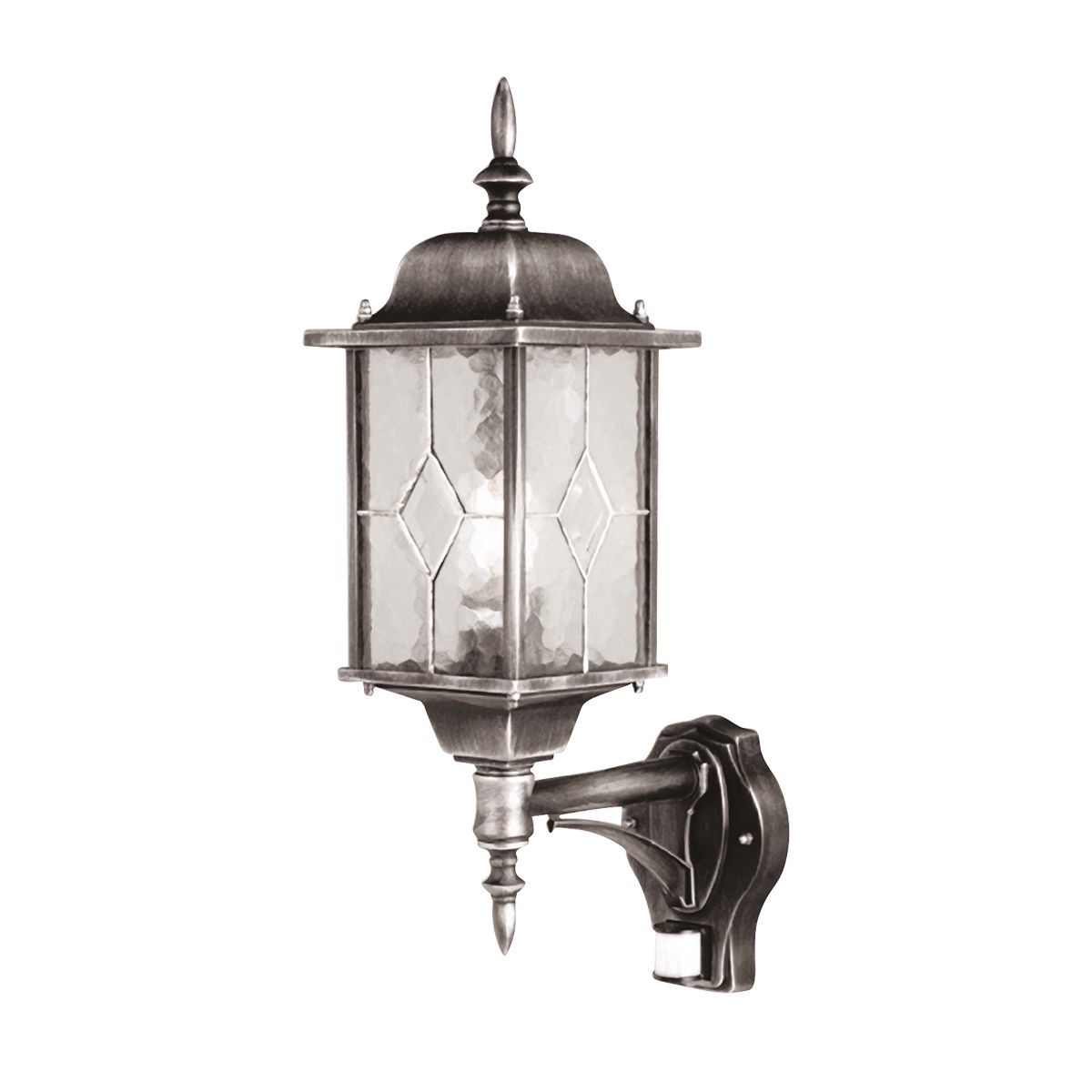 Elstead Wexford Single Up Wall Lantern with PIR - Black & Silver