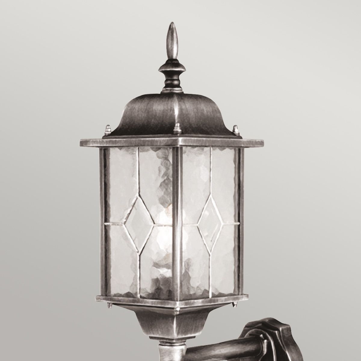 Elstead Wexford Single Up Wall Lantern with PIR - Black & Silver