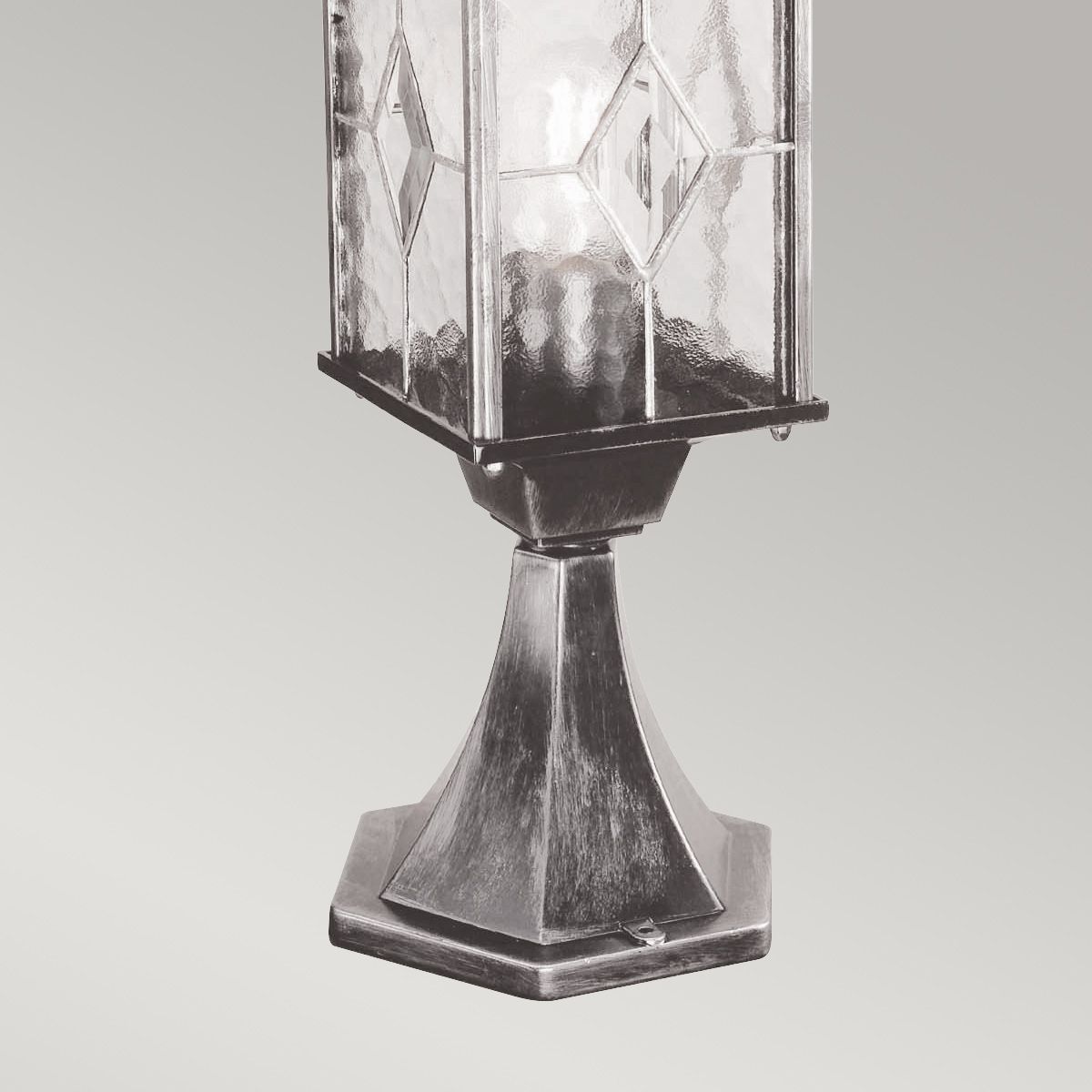 Elstead Wexford Single Pedestal Lantern - Black & Silver