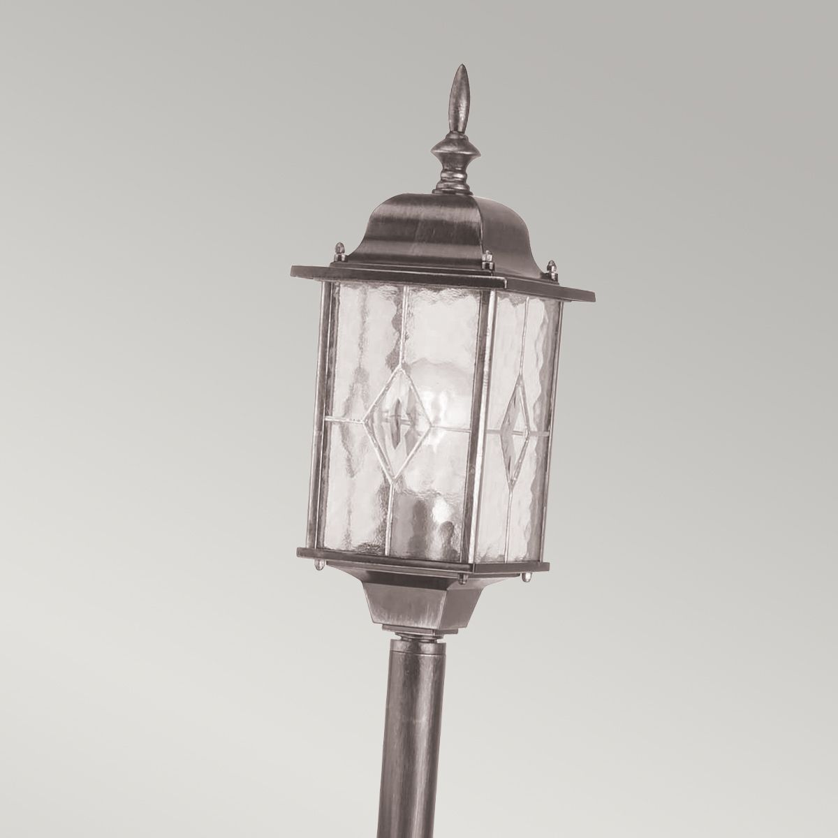 Elstead Wexford Single Pillar Lantern - Black & Silver