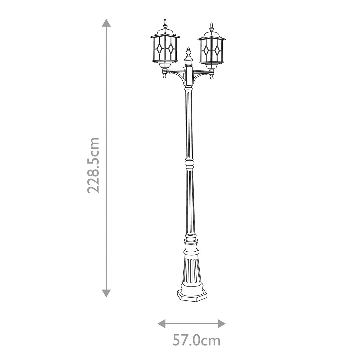 Elstead Wexford 2 Light Lamp Post - Black & Silver