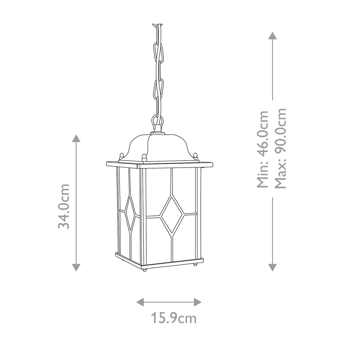 Elstead Wexford Single Chain Lantern - Black & Silver