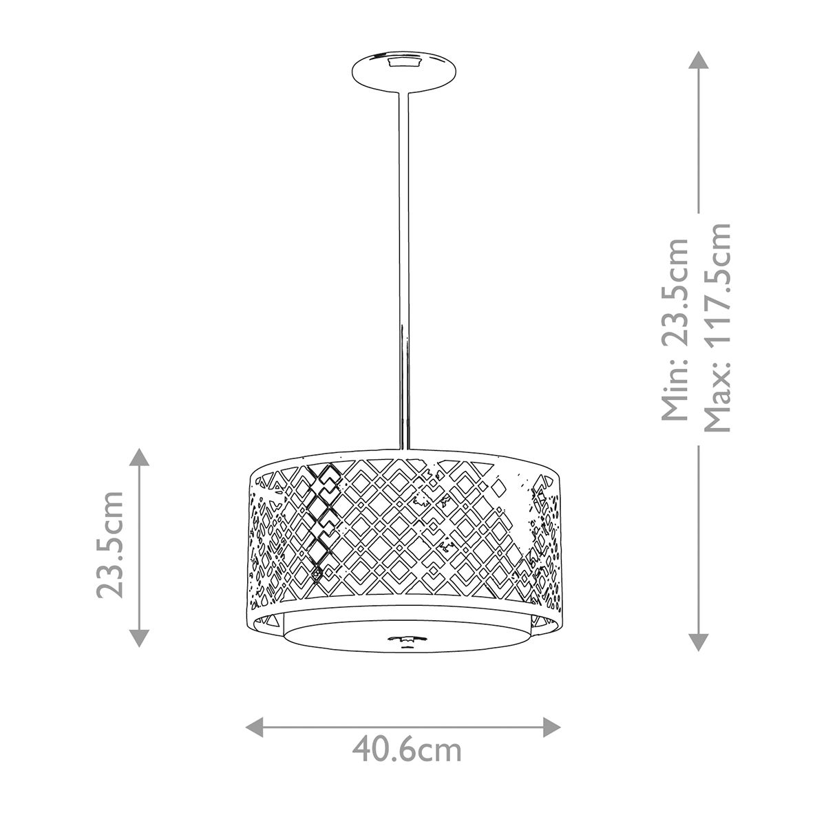 Elstead Ziggy 2 Light Medium Pendant - Lacquered Silver